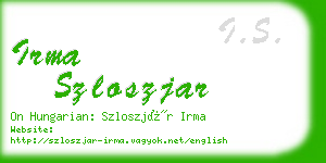 irma szloszjar business card